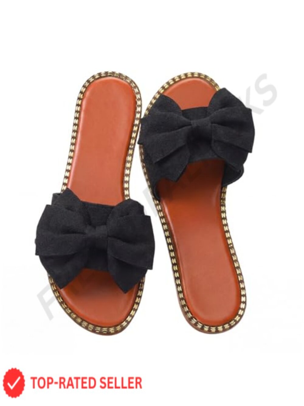 Women's Bow Knot Slides Open Toe Flat Sandals Cute Dressy Summer Beach Vacation